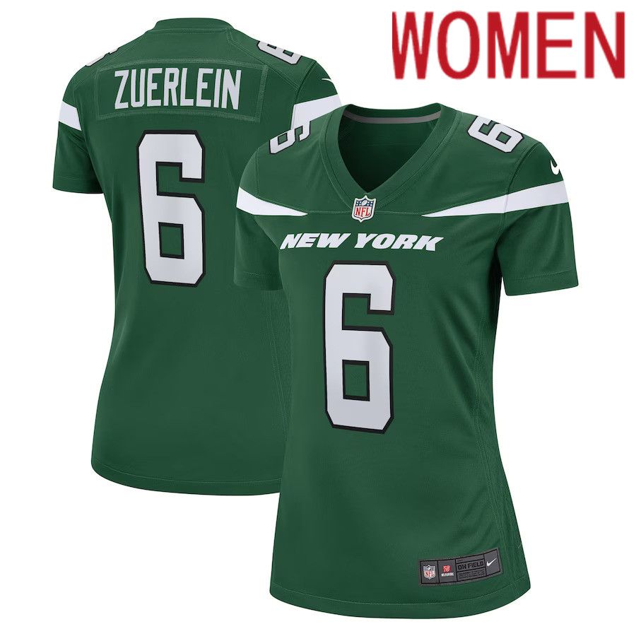 Women New York Jets 6 Greg Zuerlein Nike Gotham Green Game Player NFL Jersey